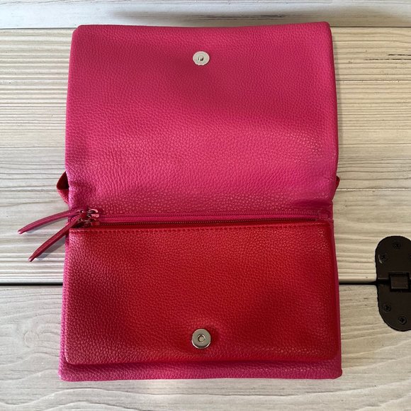 Dana Buchman Pink and Red Front Flap Crossbody Bag - Picture 3 of 5